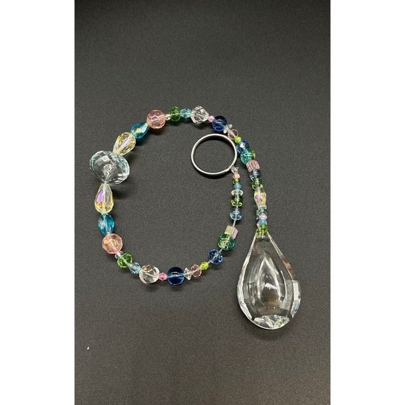 Handmade Beaded Suncatcher  - Pastel  - Clear Crystal Prism - Hanging Decor - Picture 4 of 14